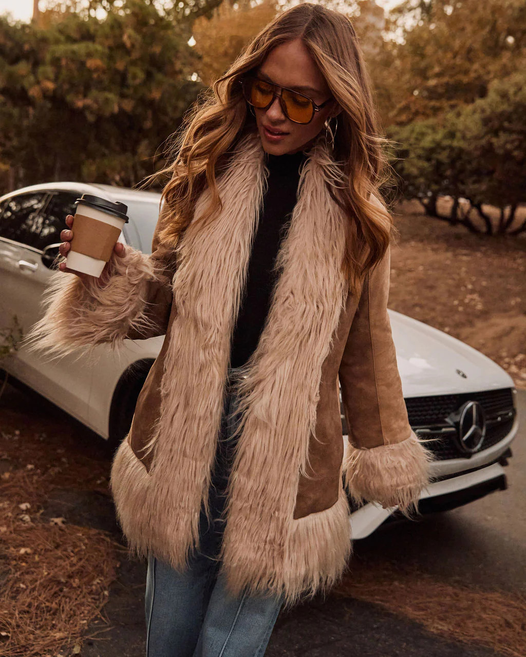 Harley Suede Faux Fur Trim Jacket - Tan / S | VICI