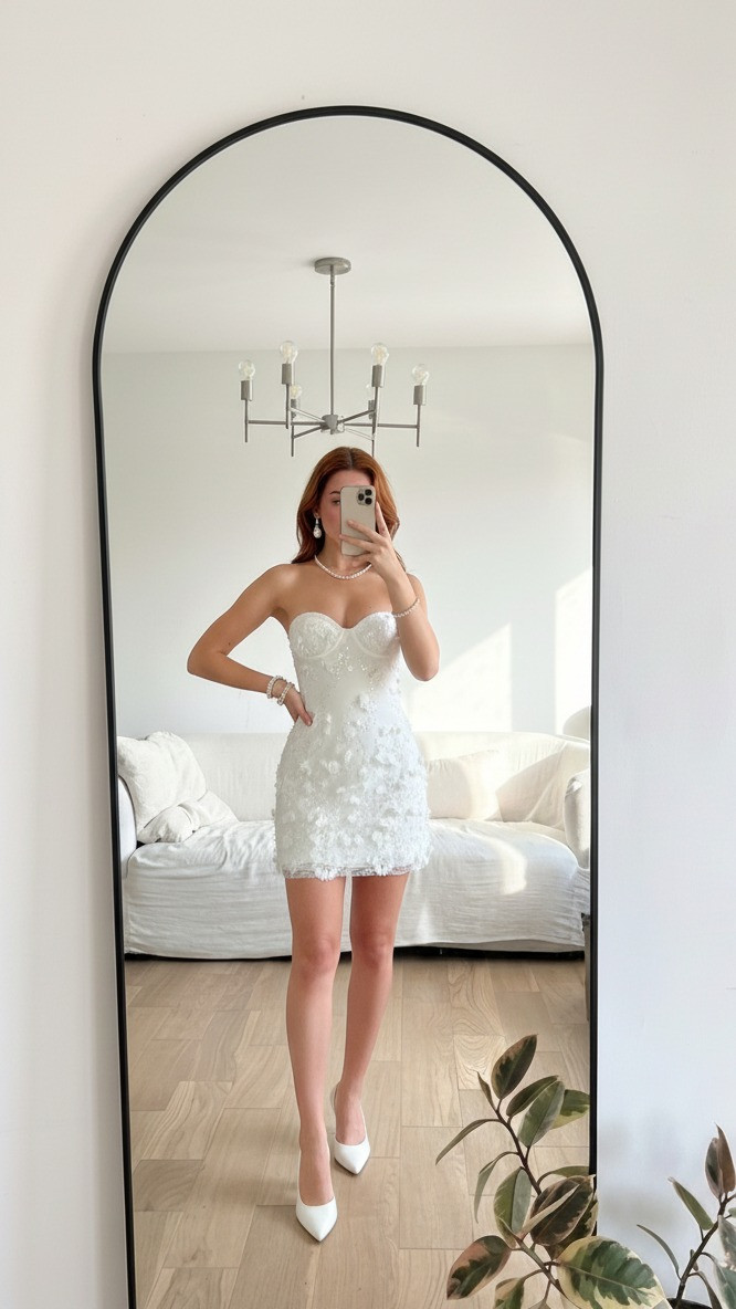 The cutest bridal mini dress 🤍

This strapless white mini is perfect for bridal showers, engagement parties, bachelorette outfits, or a rehearsal dinner look. The textured floral details make it such a fun and feminine bride-to-be outfit. 

 #LTKootd #LTKWedding