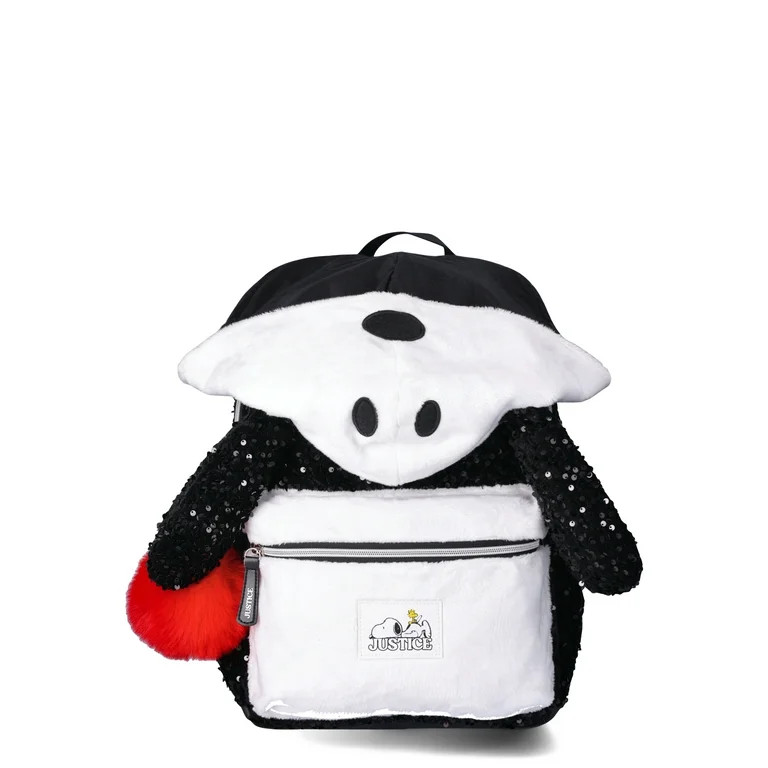 Justice Snoopy Girls 17" Backpack with Hood, Black | Walmart (US)