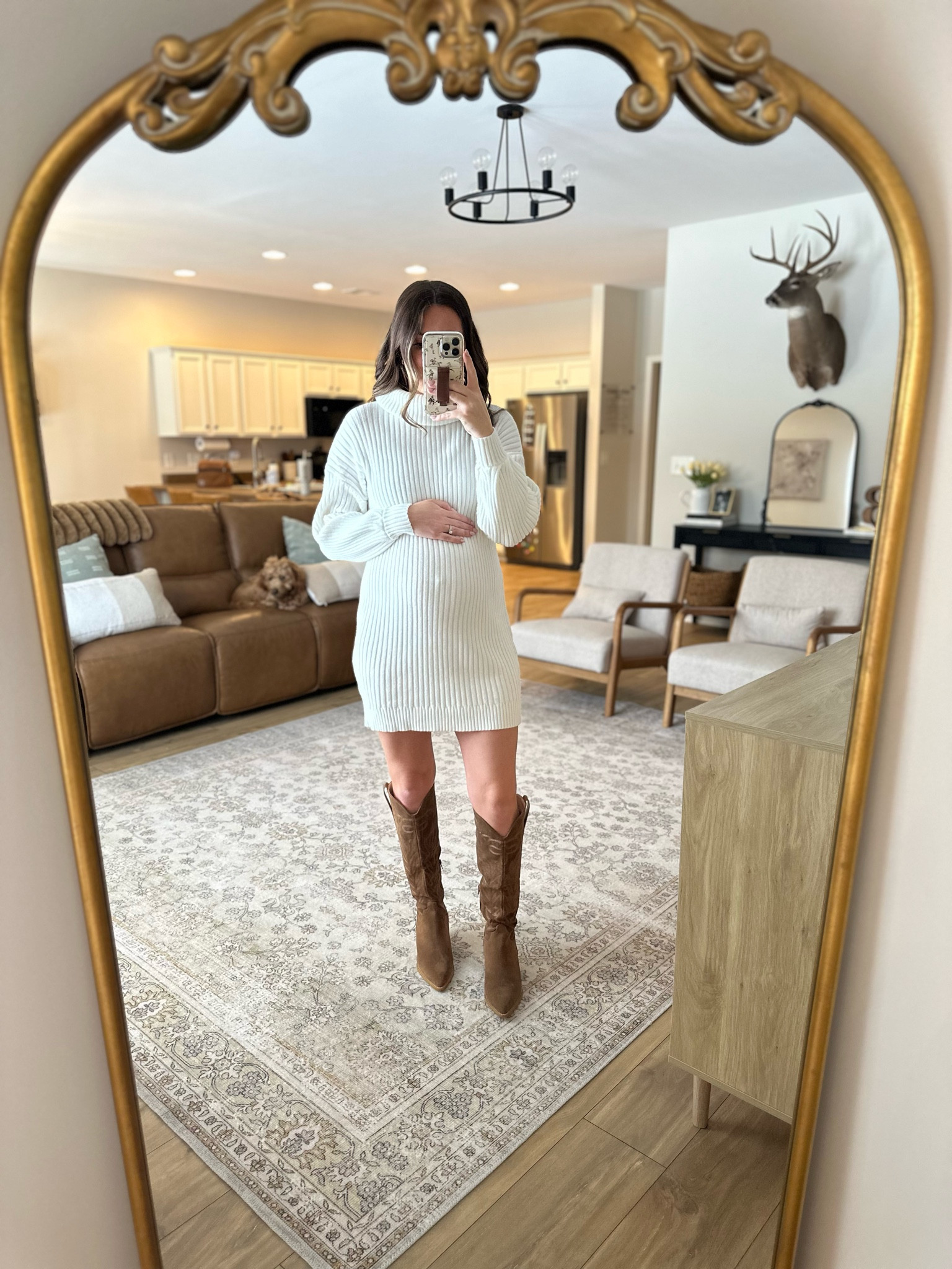 Stretchy dresses only!! Love this one from Amazon. Wearing my true size small at 30 weeks pregnant - just shows how much stretch there is! 

#LTKfindsunder50 #LTKshoecrush #LTKbump