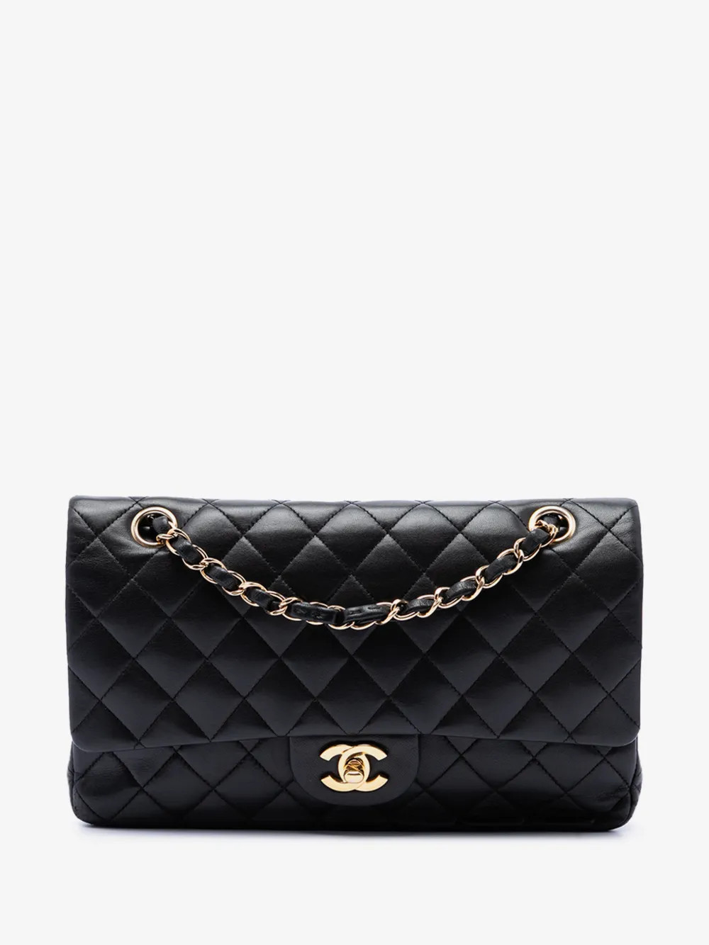CHANEL Pre-Owned 2010-2011 Medium Classic Lambskin Double Flap shoulder bag - Black | Farfetch Global