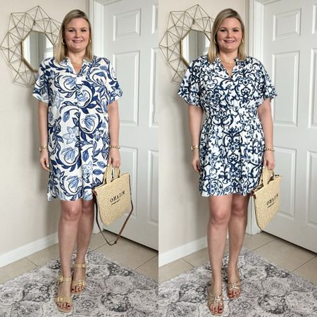 Blue and white dress from H&M. Tunic dress fits big, size down one. I’m in the medium. Cinched waist dress fits true to size, I’m in the large. Vacation. Summer. European vacation  

#LTKmidsize #LTKover40 #LTKtravel