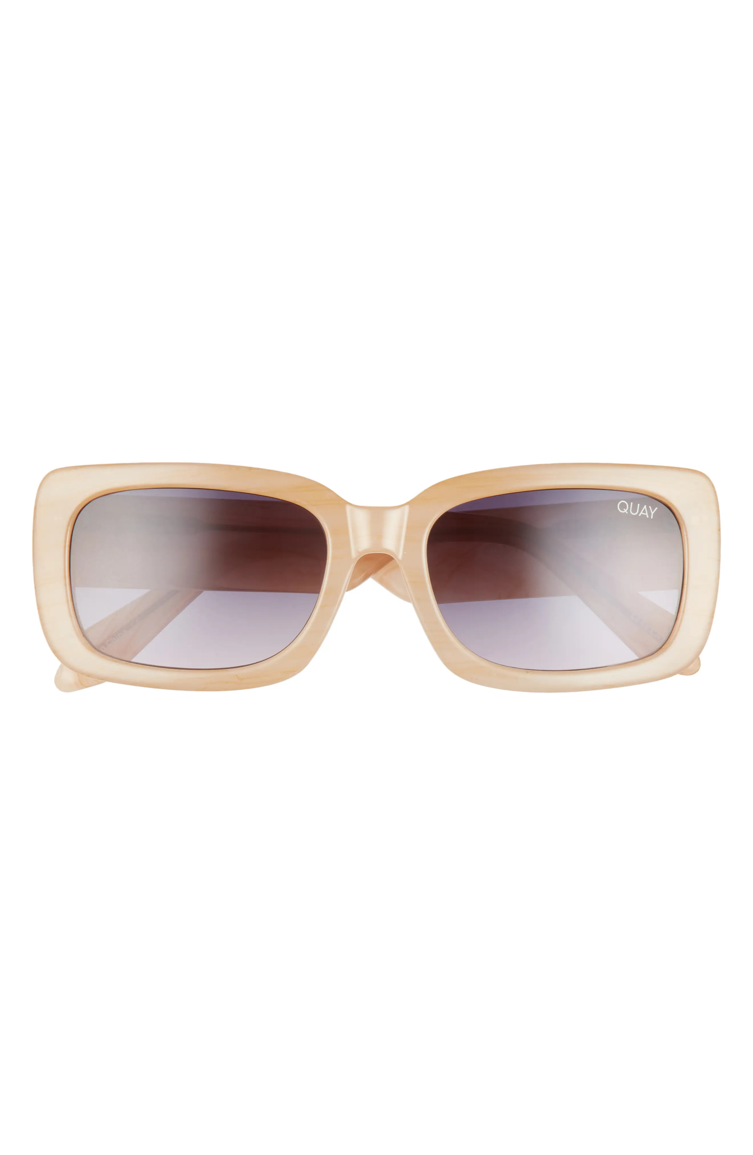 Quay Australia Yada Yada 47mm Rectangle Sunglasses in Ivory /Brown To Tan at Nordstrom | Nordstrom