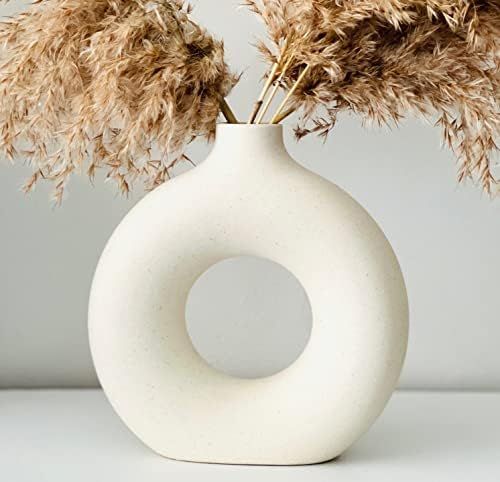 White Ceramic Vase for Pampas Grass Dried Flowers, Vase Decor, White Vases for Decor, Modern Home... | Amazon (US)