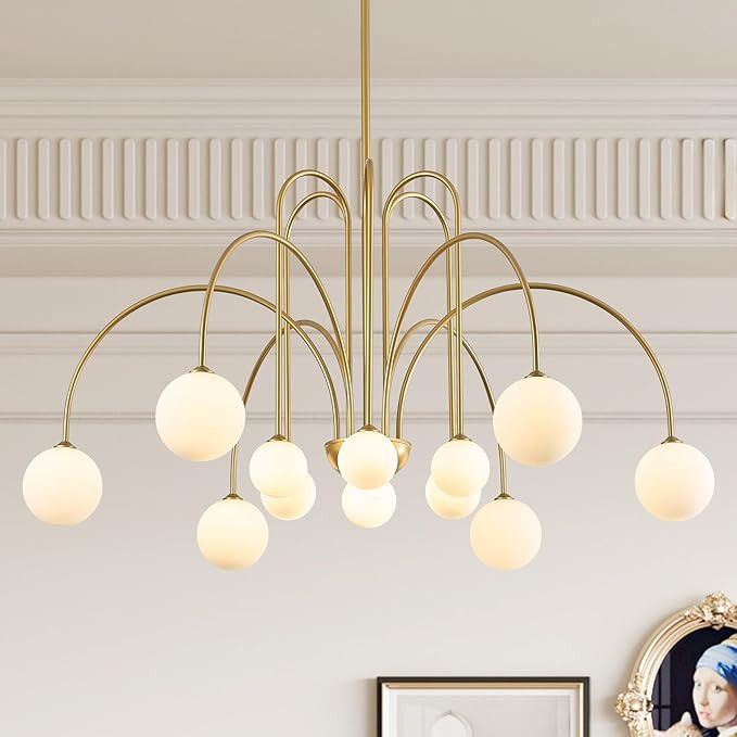 Large Sputnik Chandeliers 12 Lights Modern Gold Chandelier for High Ceiling L52” Mid Century Ce... | Amazon (US)