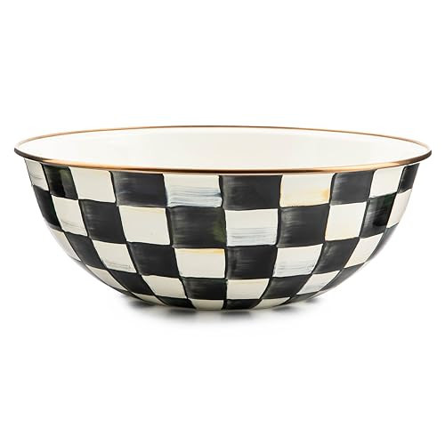 MACKENZIE-CHILDS Enamel Everyday Bowl, Serving Bowl for Entertaining, Extra Large, Black-and-White Courtly Check | Amazon (US)