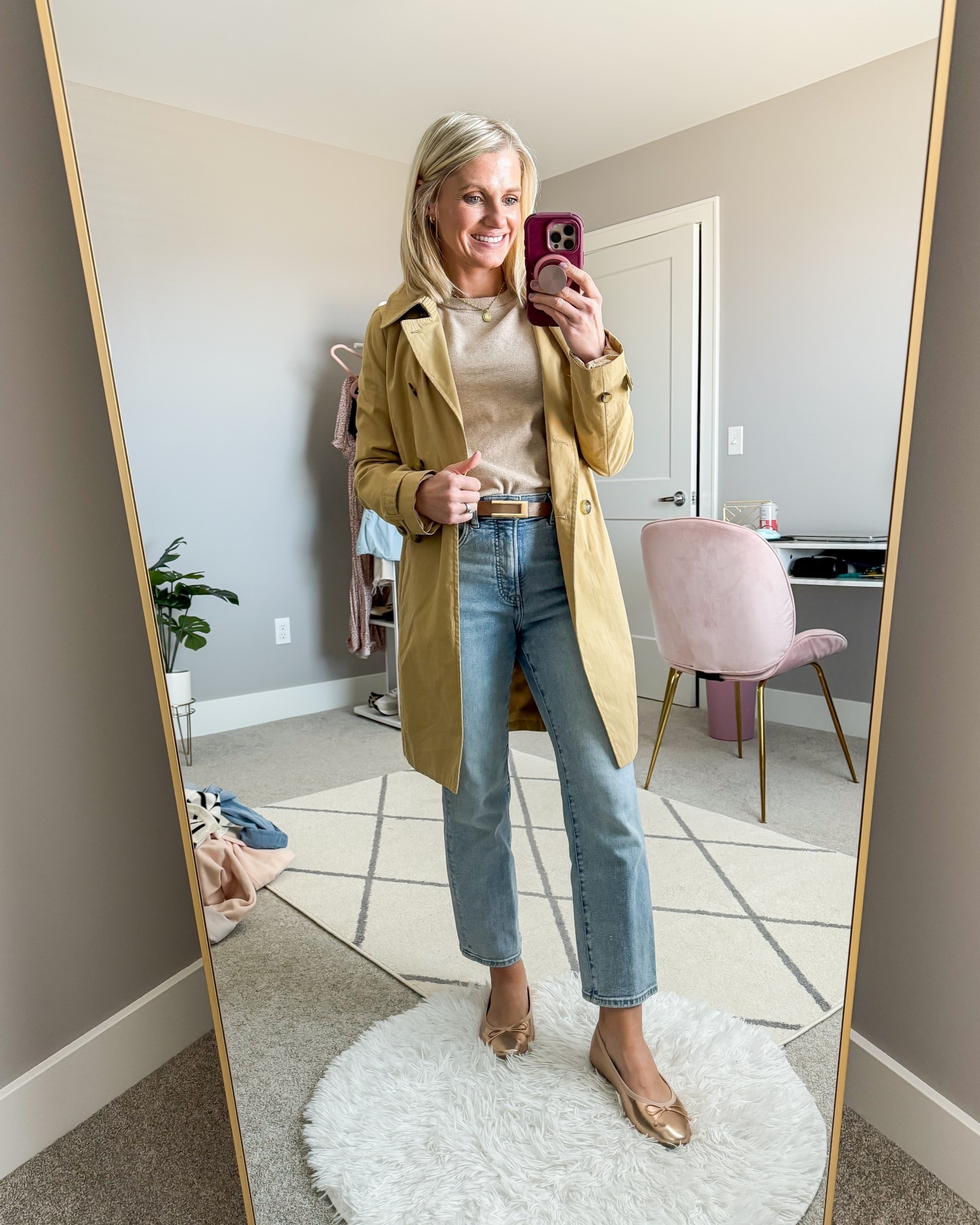 What I wore this week! 
Sweater- small (this color isn’t available) 
Jeans- old, linked similar 
Trench coat- thrifted, linked similar 

#LTKStyleTip #LTKSeasonal #LTKPetite
