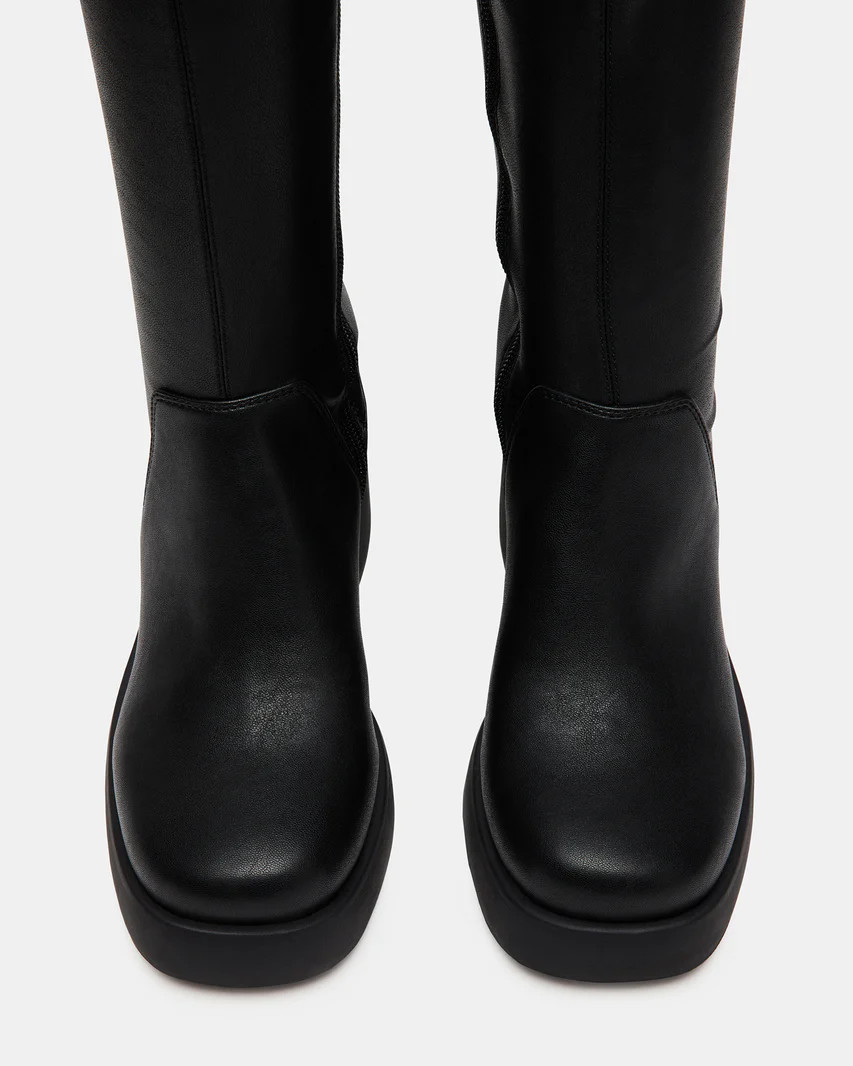 BERKLEIGH Black Wide Calf Knee High Boot | Women's Platform Boots | Steve Madden (US)