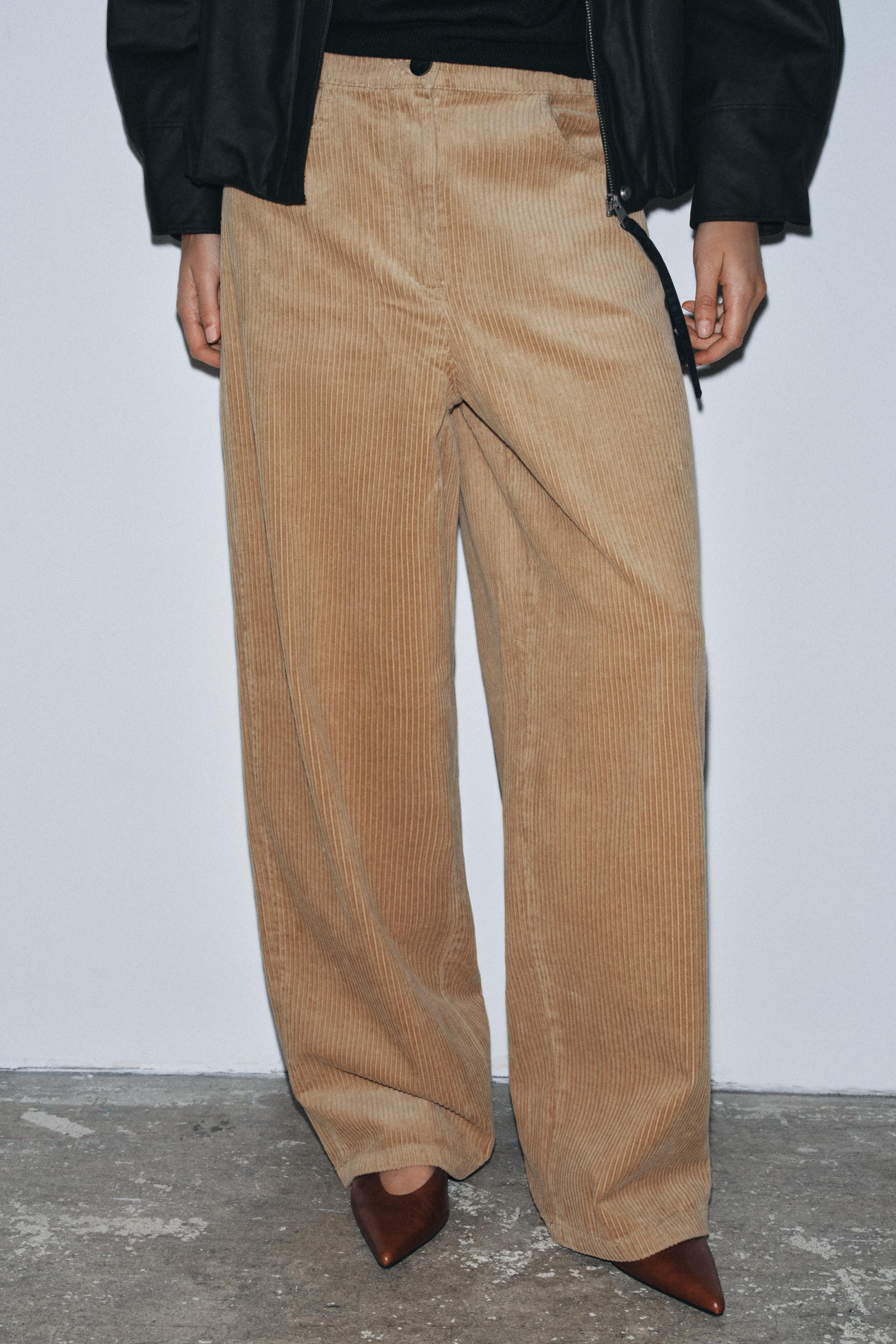 ZW COLLECTION WIDE LEG CORDUROY PANTS | Zara US