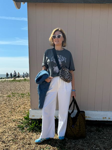 Spring outfit, Madewell jeans, white jeans, Ganni tshirt, printed tshirt, adidas blue trainers, summer styling, transitional outfit, spring styling 

#LTKuk #LTKstyletip #LTKspring