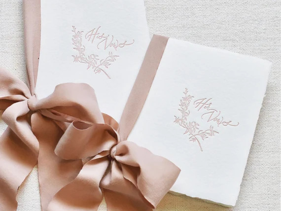 Romantic Taupe and Ivory Letterpress Vow Booklets  Wedding - Etsy | Etsy (US)