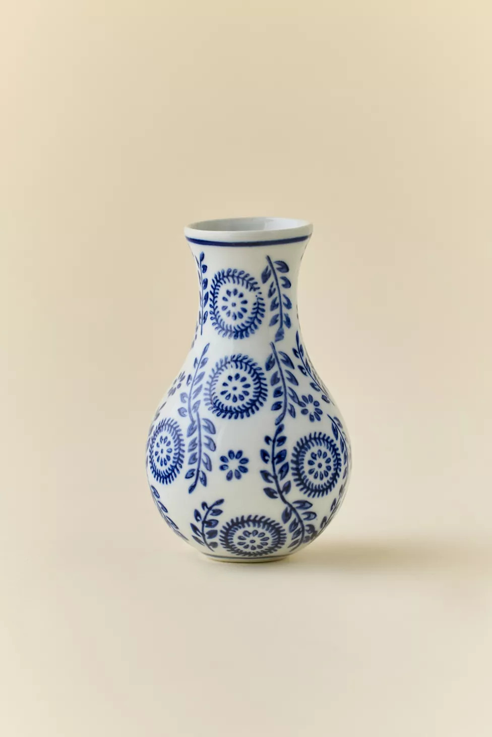 Blue Floral Stamped Ceramic Bud Vase | Urban Outfitters (US and RoW)