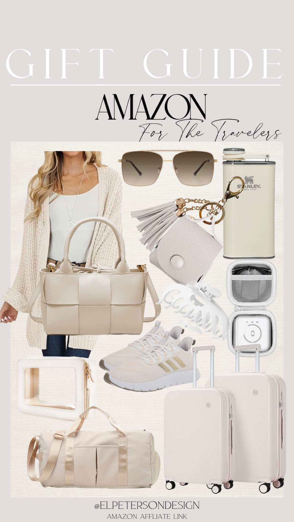 Tote bag
Sweater cardigan
Tennis shoes
Key ring
Sunglasses
Suitcases
Duffle bag
Makeup bag

#LTKGiftGuide