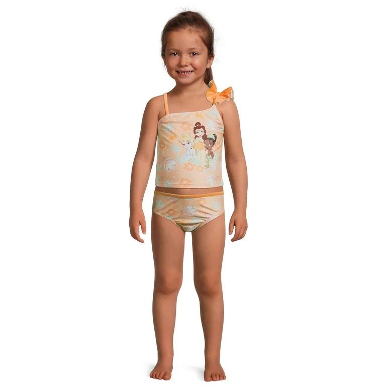 Disney Princess Toddler Girls Ruffle Shoulder 2-Piece Swimsuit Set, Sizes 2T-4T - Walmart.com | Walmart (US)