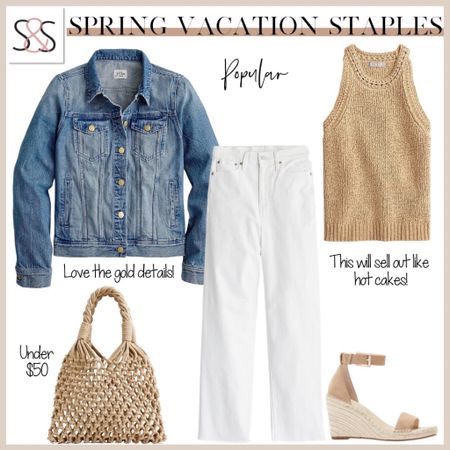 Jean jacket and woven tank with white denim pants make a perfect spring vacation travel outfit

#LTKstyletip #LTKSeasonal #LTKtravel