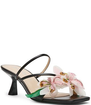 Betsey Johnson Wells Beaded Floral Kitten Heel Dress Slide Sandals | Dillard's | Dillard's