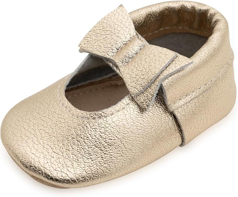 BirdRock Baby Bow and Knot Moccasins - Genuine Leather Baby Girl Shoes | Amazon (US)