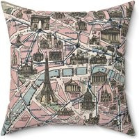 Paris Map Pillow Vintage Throw Pillow, French Home Decor City Parisian Gift Travel-Inspired Trip Vacation | Etsy (US)