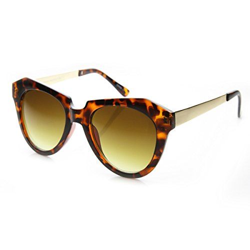 zeroUV - High Fashion Oversized Angular Edge Geometric Bold Cat Eye Sunglasses (Shiny-Tortoise-Gold  | Amazon (US)