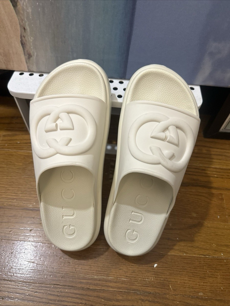 Gucci  Miami Interlocking G Platform  Women\u2019s 8 Rubber Slides  | eBay | eBay US