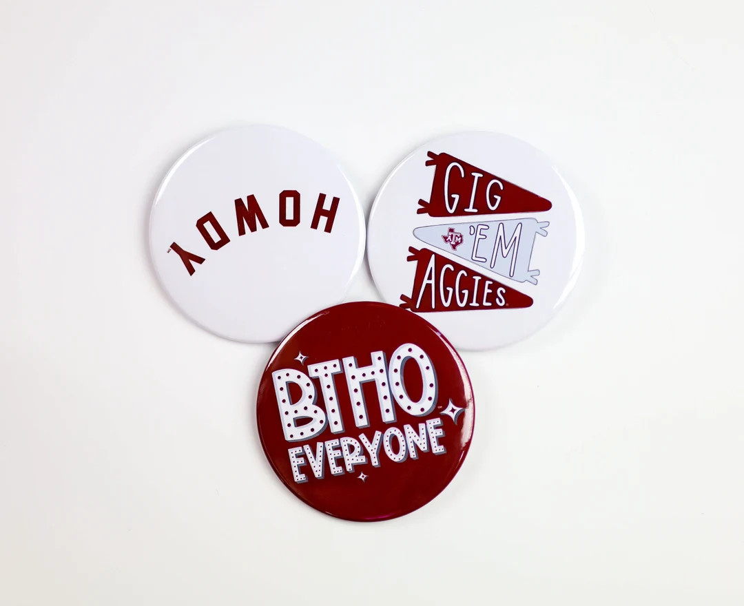 TEXAS A&M Maroon Game Day Tailgate Buttons | Game Day Pins | College Football | Tailgate Buttons ... | Etsy (US)