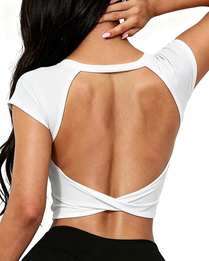DaiLiWei Open Back Workout Tops for Women Longline Sports Bras Padded Crop Tank Yoga Top Low Back... | Amazon (US)