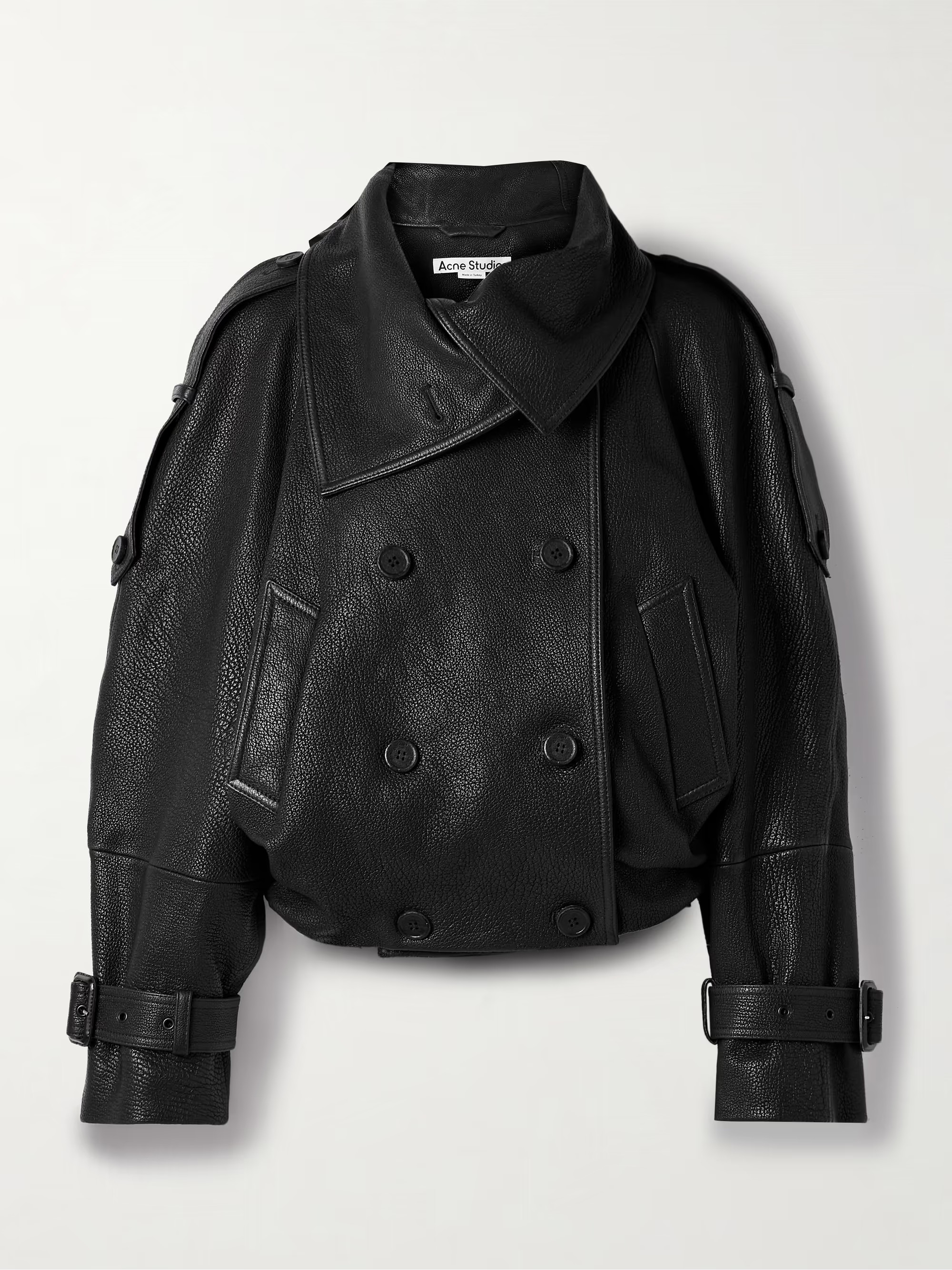 Acne Studios - Double-breasted Textured-leather Jacket - Black | NET-A-PORTER (US)