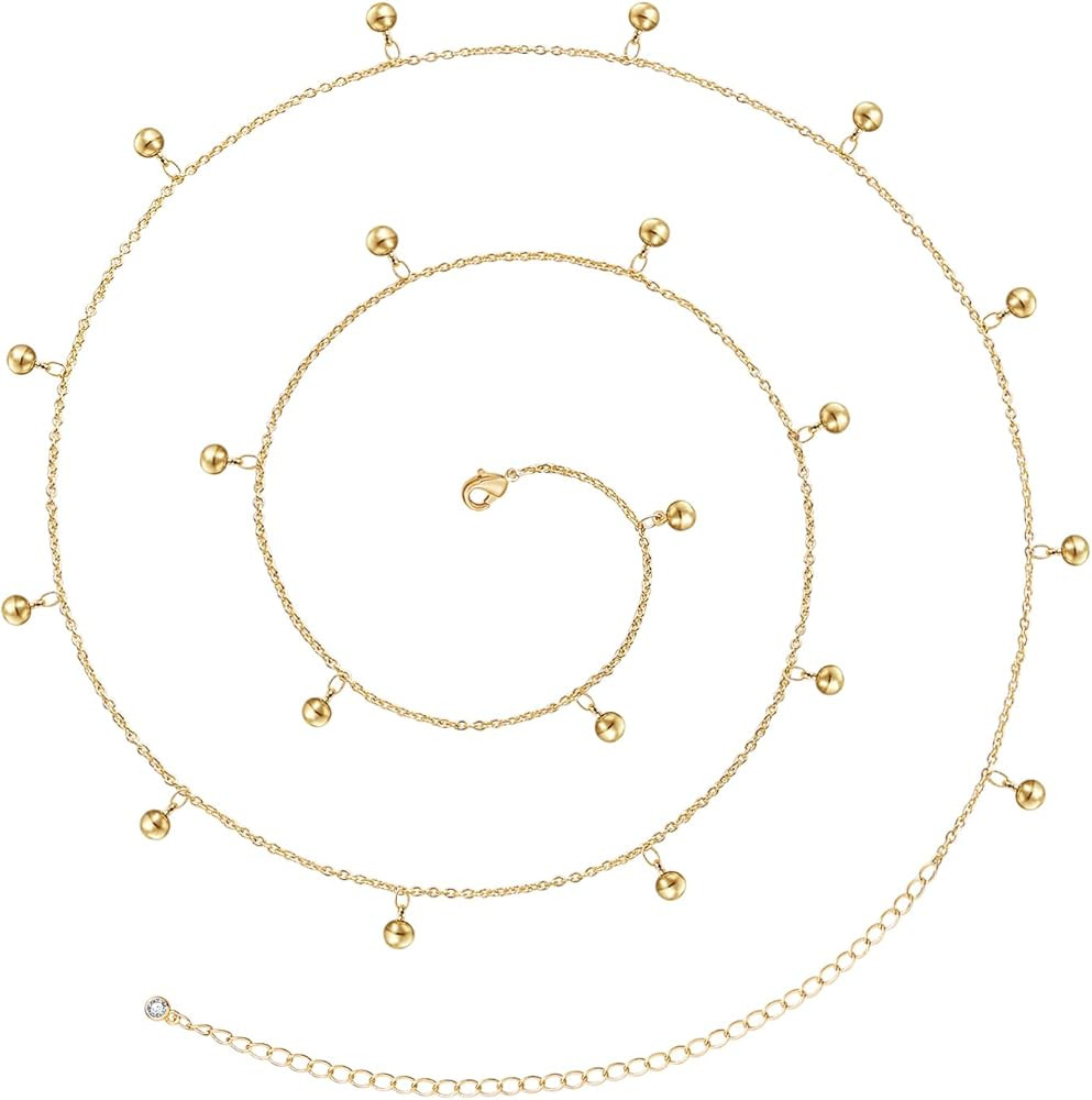 KissYan Bikini Body Chains for Women, 14K Gold Adjustable Sexy Waist Chain Summer Beach Colorful ... | Amazon (US)