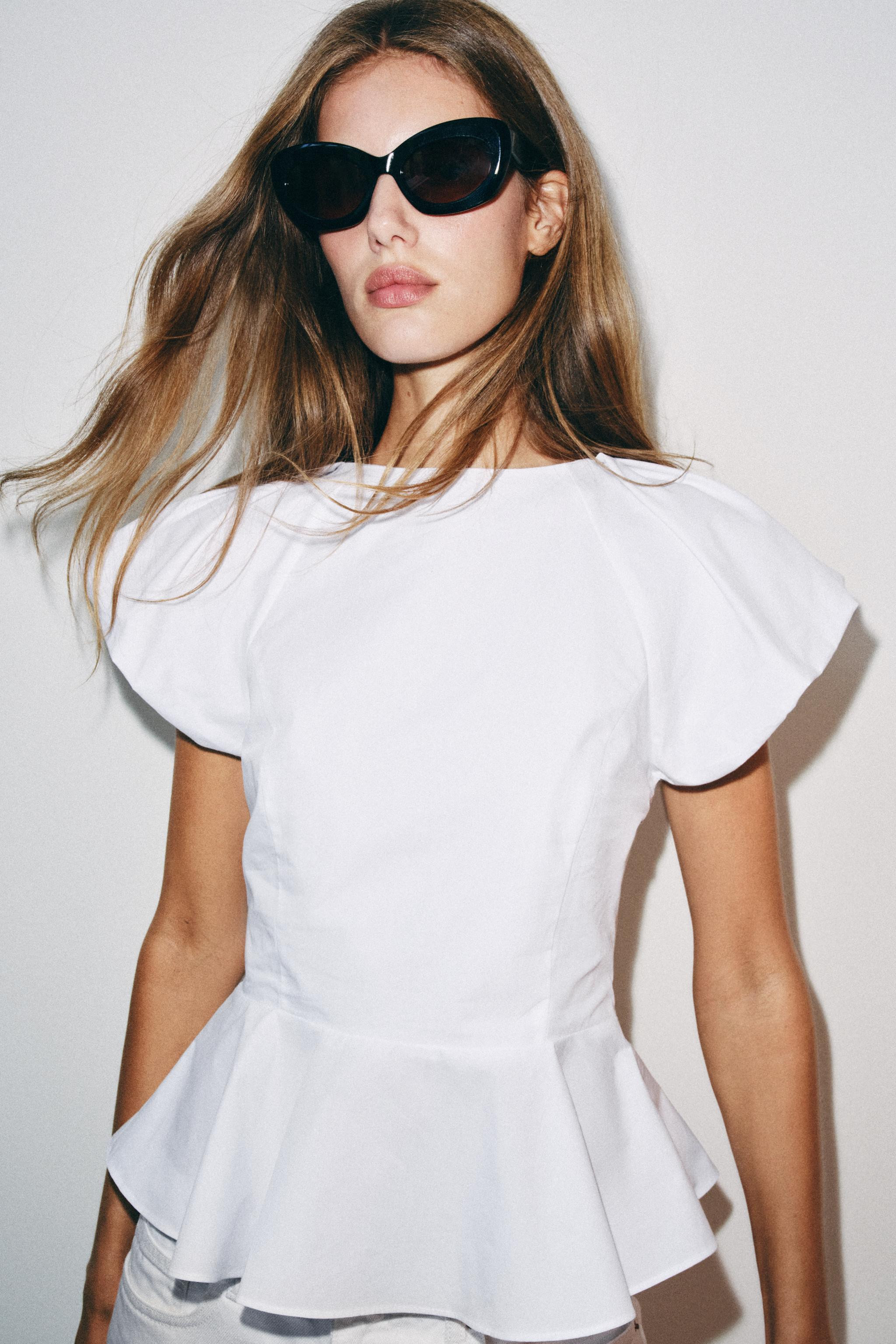 POPLIN PEPLUM TOP | Zara US