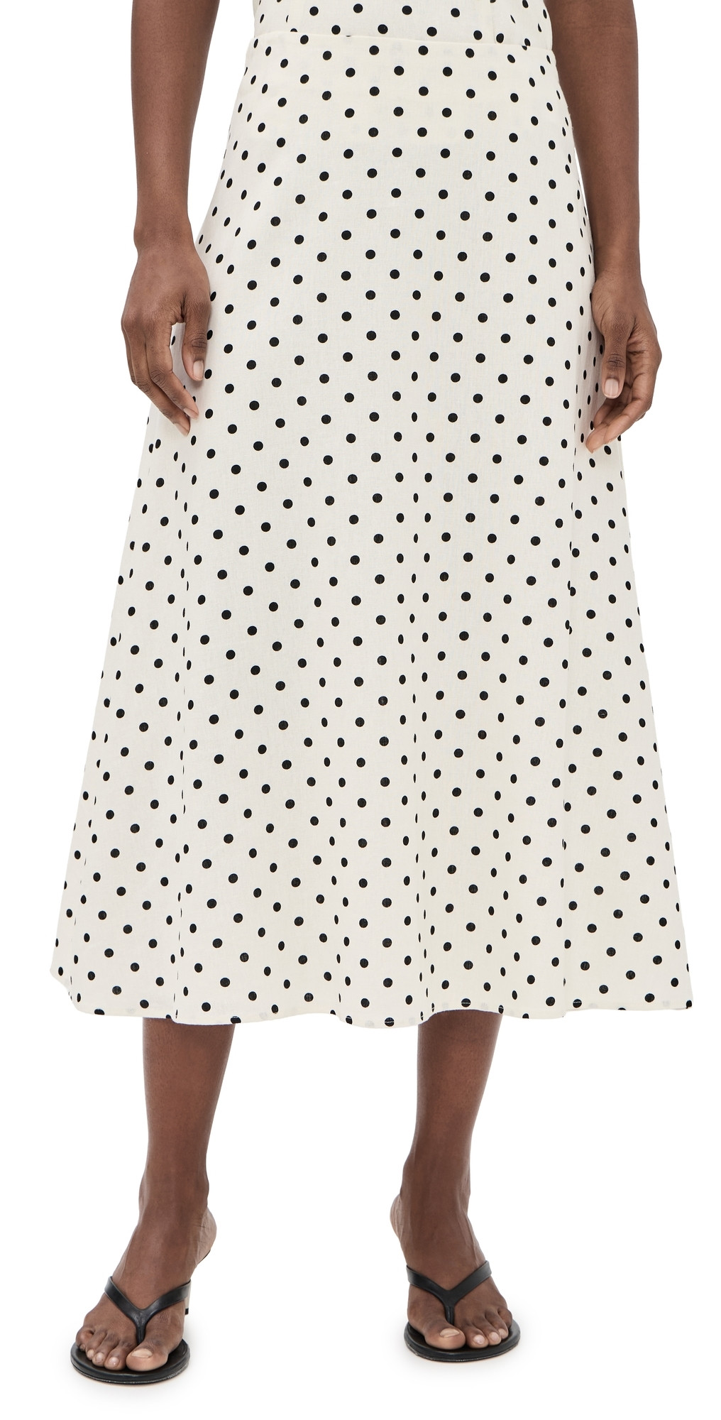 WAYF Blaire Midi Skirt Ivory Polka Dot S | Shopbop