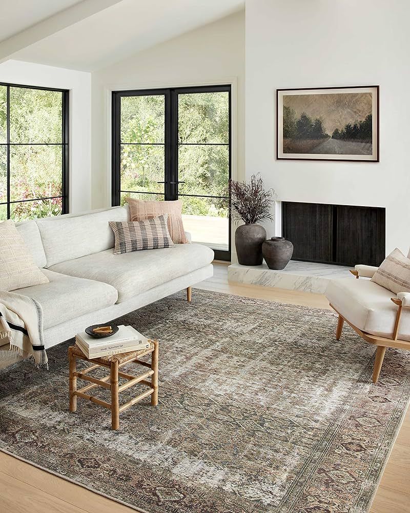 Amber Lewis x Loloi Georgie Collection GER-07 Moss / Salmon 7'6" x 9'6" Area Rug | Amazon (US)