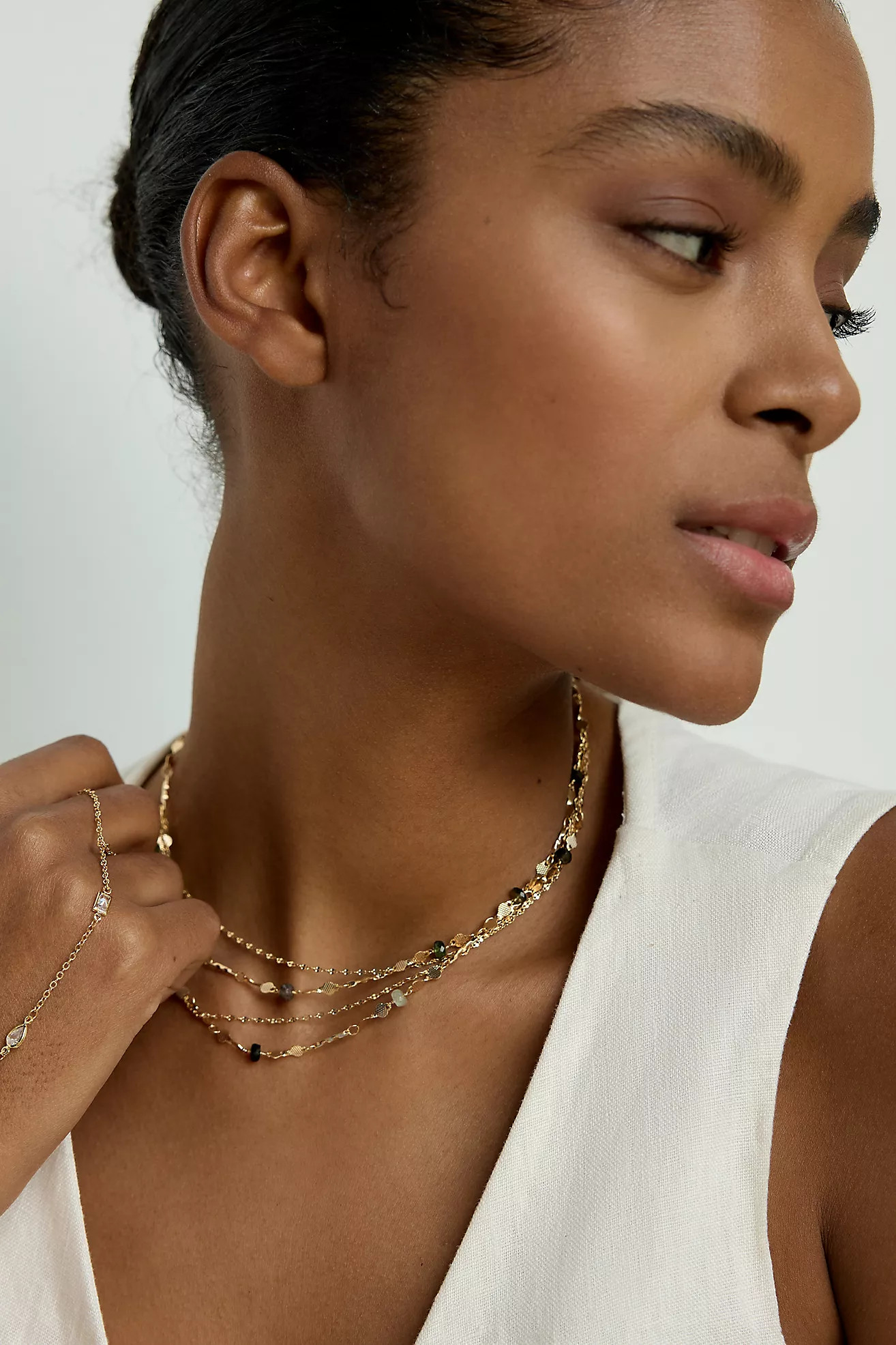 Multi-Layer Stone Chain Necklace | Anthropologie (US)