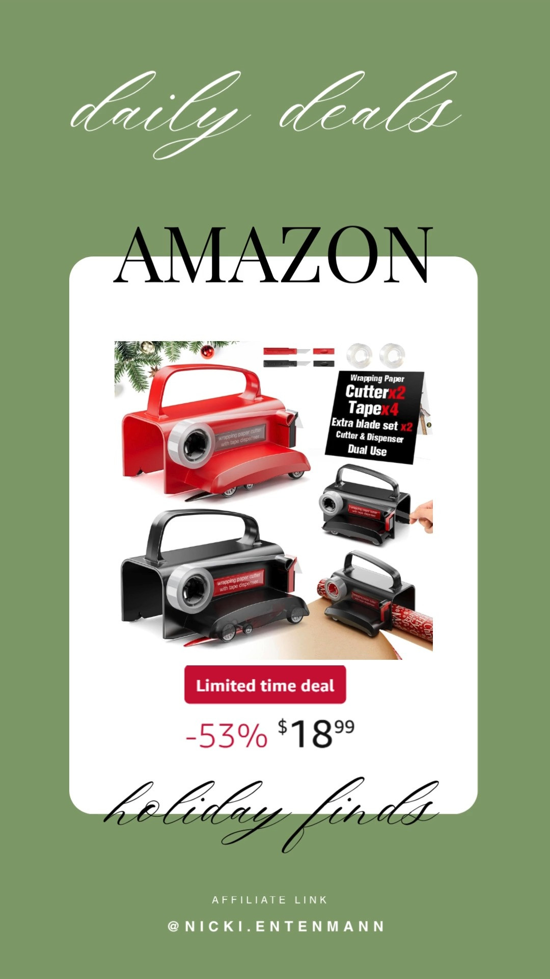 This wrapping paper cutter with wheels and tape dispenser brings cheerful ease and effortless flair to everyday gift wrapping with practical charm. #WrappingPaperCutter #TapeDispenser #GiftWrapTools #CraftSupplies #HolidayEssentials #DIYProjects #HomeOrganization #CreativeTools #StylishGear #PackagingMadeEasy 🎁✂️✨
 

 #LTKGiftGuide #LTKSeasonal #LTKHome