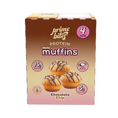 Prime Bites Chocolate Chip Protein Mini Muffins - 15g Protein - 8.48oz/4ct: Whey Protein Isolate, Chewy, Ready to Eat | Target