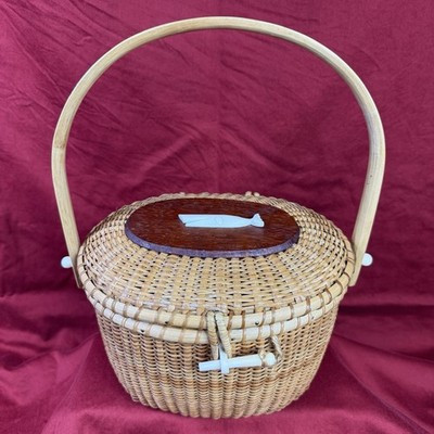 Nantucket Lightship Basket Handbag Purse Scrimshaw Whale Vintage | eBay | eBay US