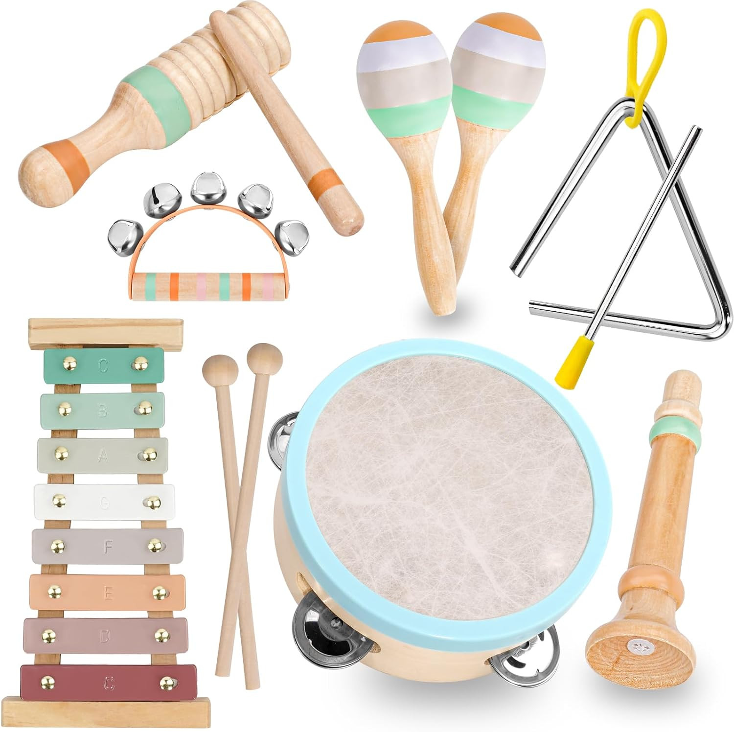 Raimy Musical Instruments Set - Neutral Colors Wooden Montessori Toys Percussion Music Modern Boh... | Amazon (US)