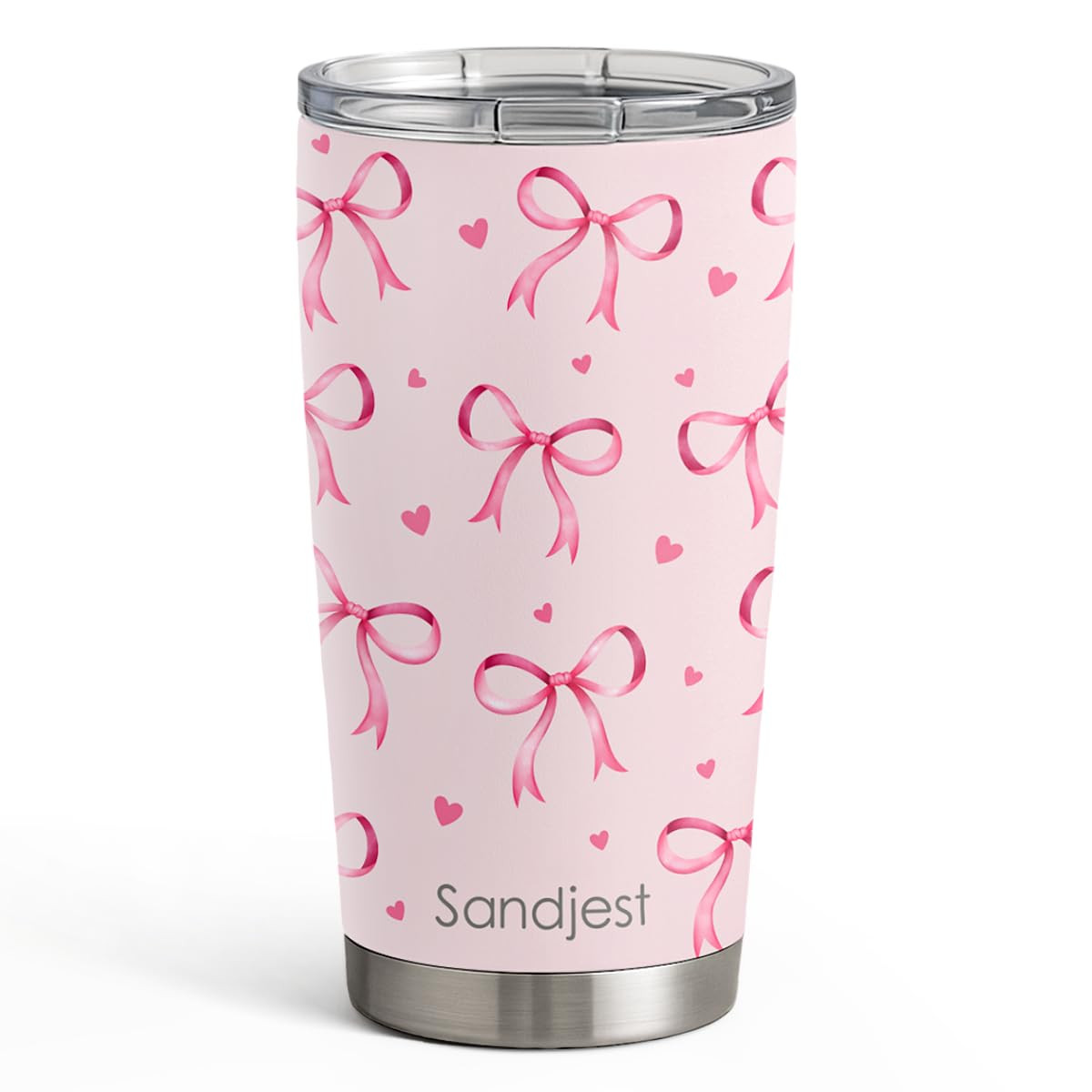 SANDJEST Bow Tumbler 20oz Stainless Steel Insulated, Travel Coffee Cup, Bow Gifts for Women Girls... | Amazon (US)