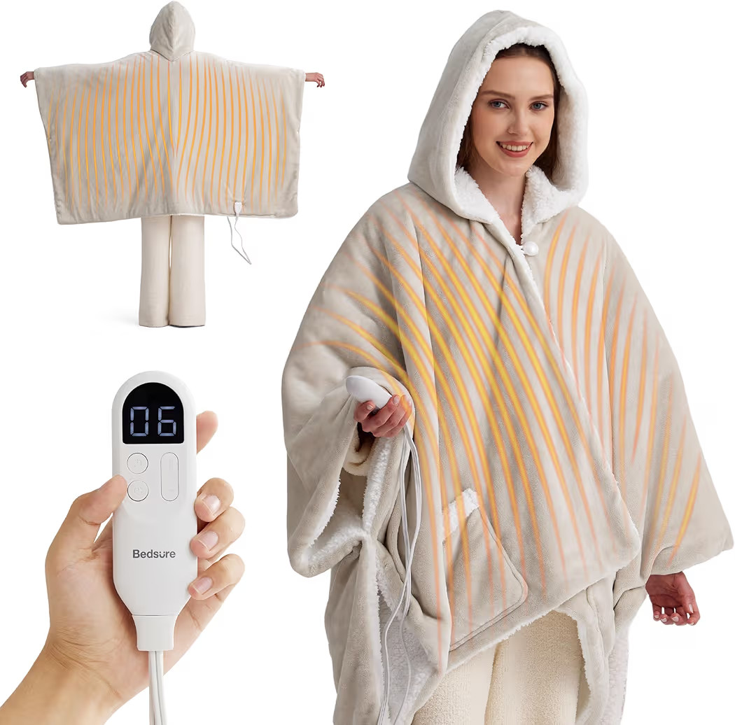 Bedsure Heated Blanket Wearable Shawl - Electric Wrap Poncho Blanket Hoodie for Adult, Winter Gif... | Amazon (US)