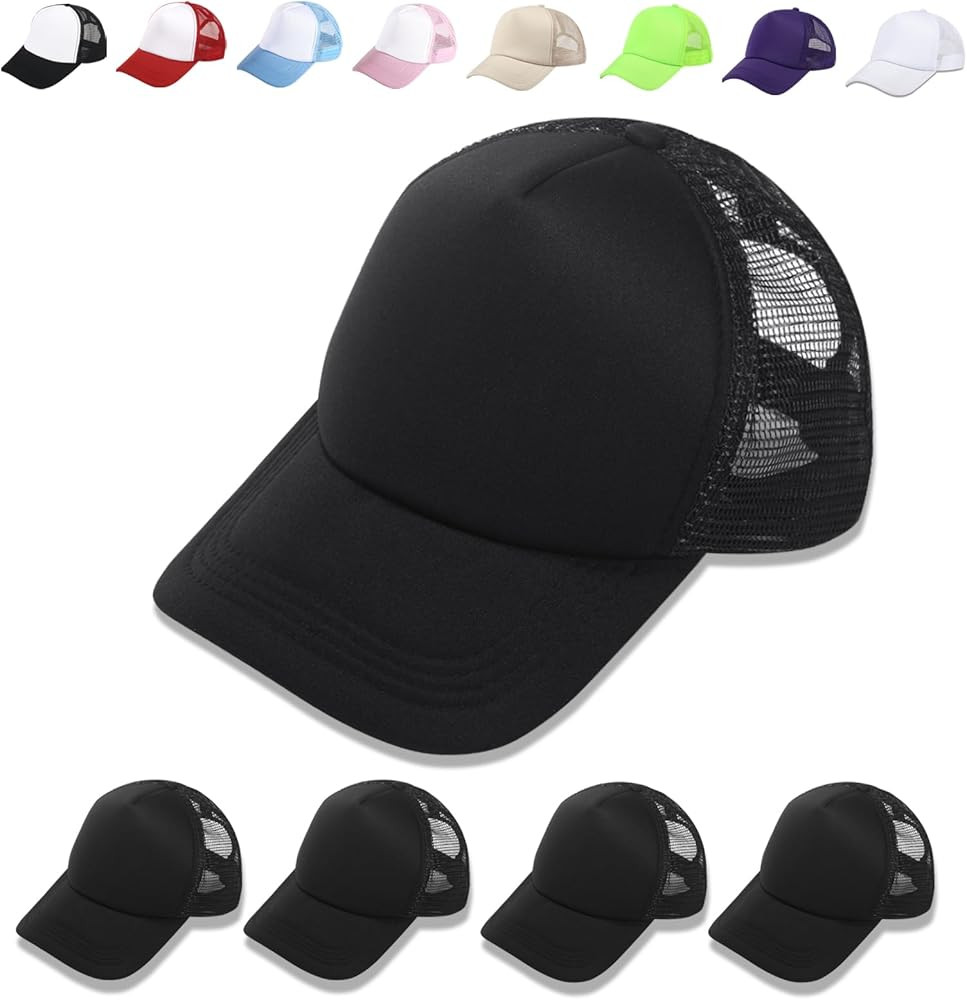 OKBA 5 Pack Sublimation Blank Baseball Cap Adjustable Black Hat Polyester Mesh Trucker Hats for M... | Amazon (US)