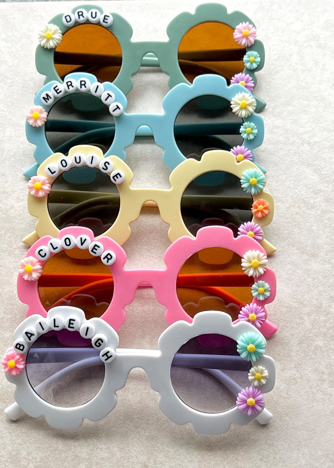 Colorful Flower Sunglasses For Kids, Neutral Sunglasses For Girls, Personalized Toddler Glasses, ... | Etsy (US)