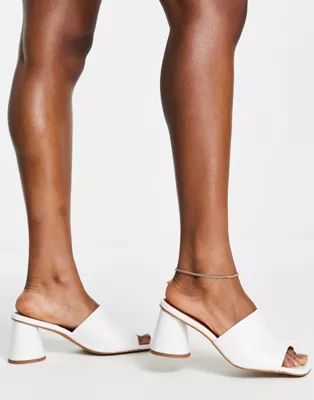 ASOS DESIGN Health premium leather heeled mules in white | ASOS (Global)