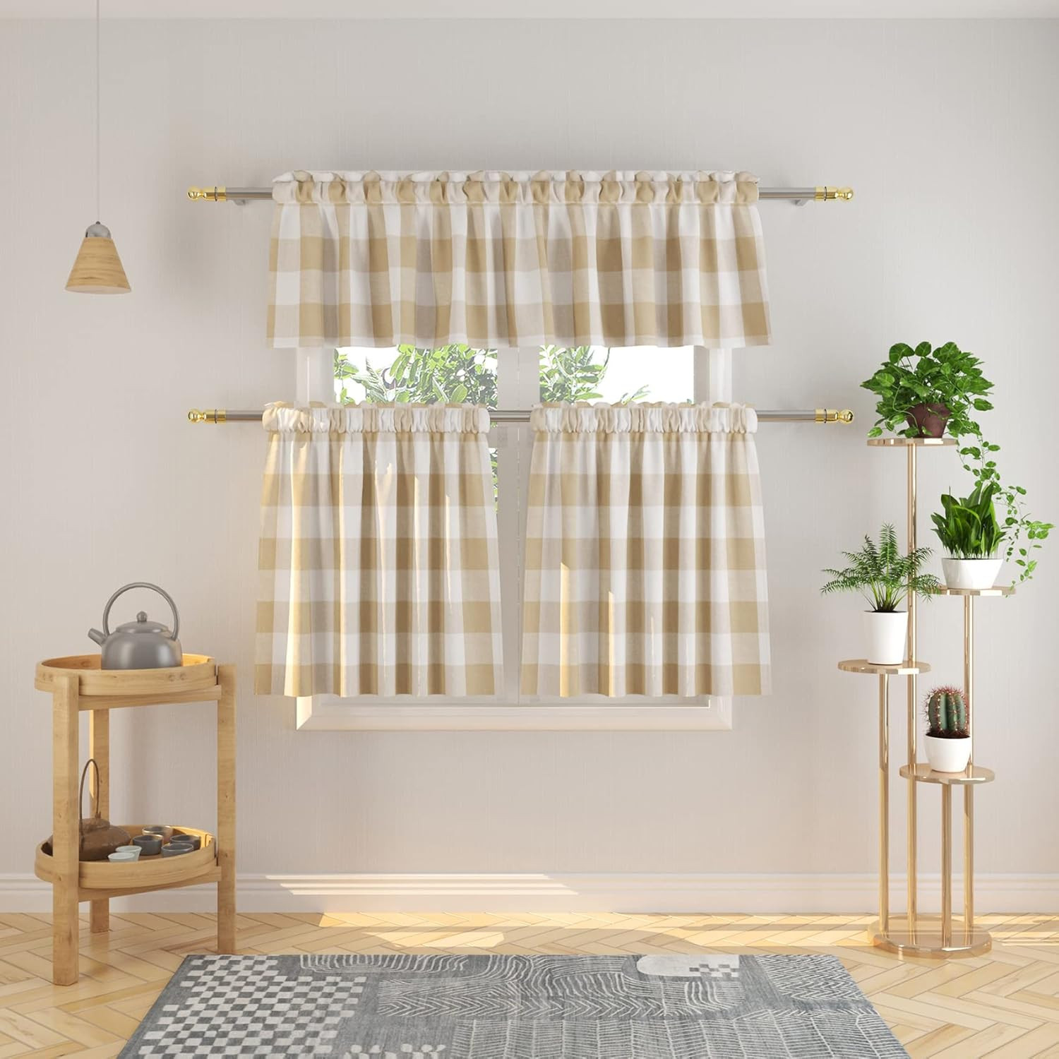 Buffalo Check Kitchen Tier Curtais 30 inches Long Plaid Gingham Rod Pocket Classic Cafe Curtains ... | Amazon (US)