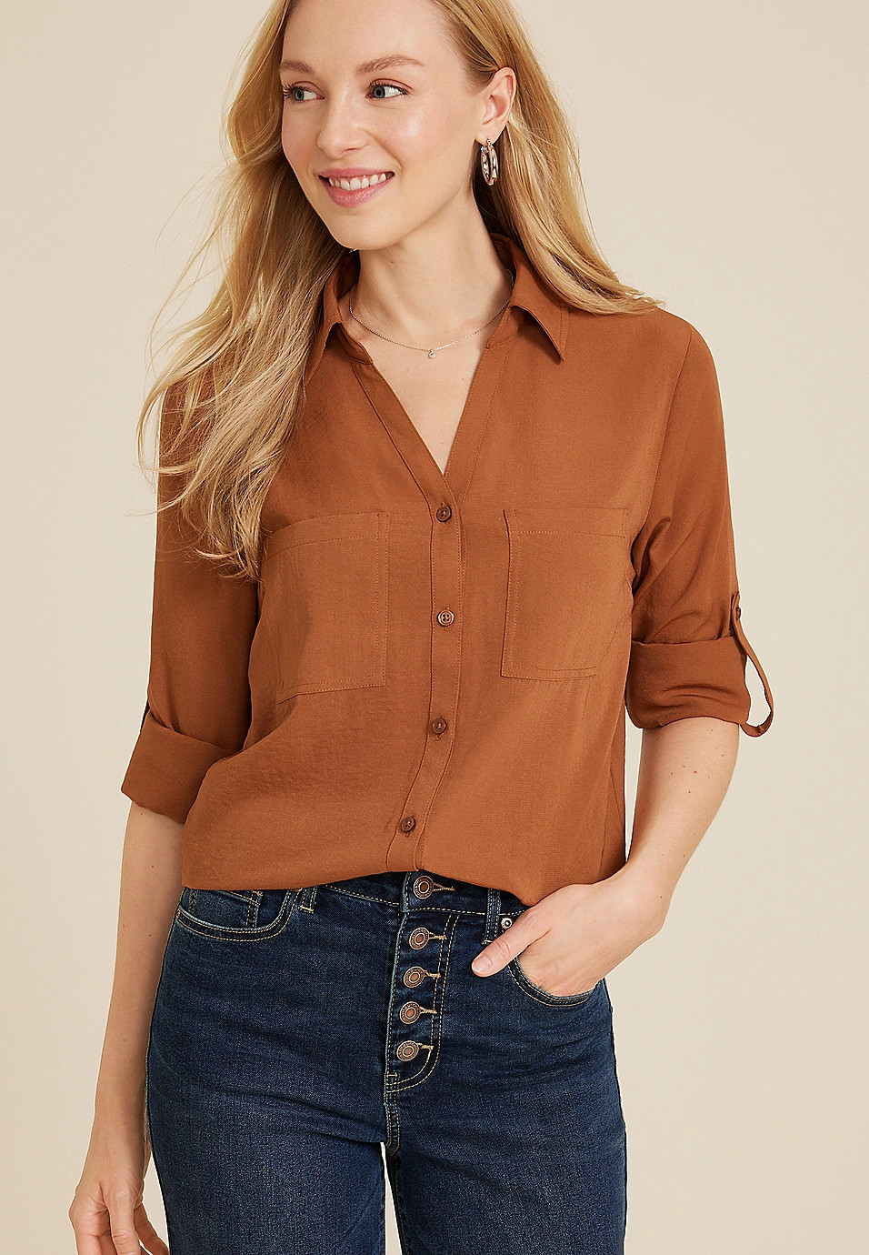 Winona Button Down Blouse | Maurices