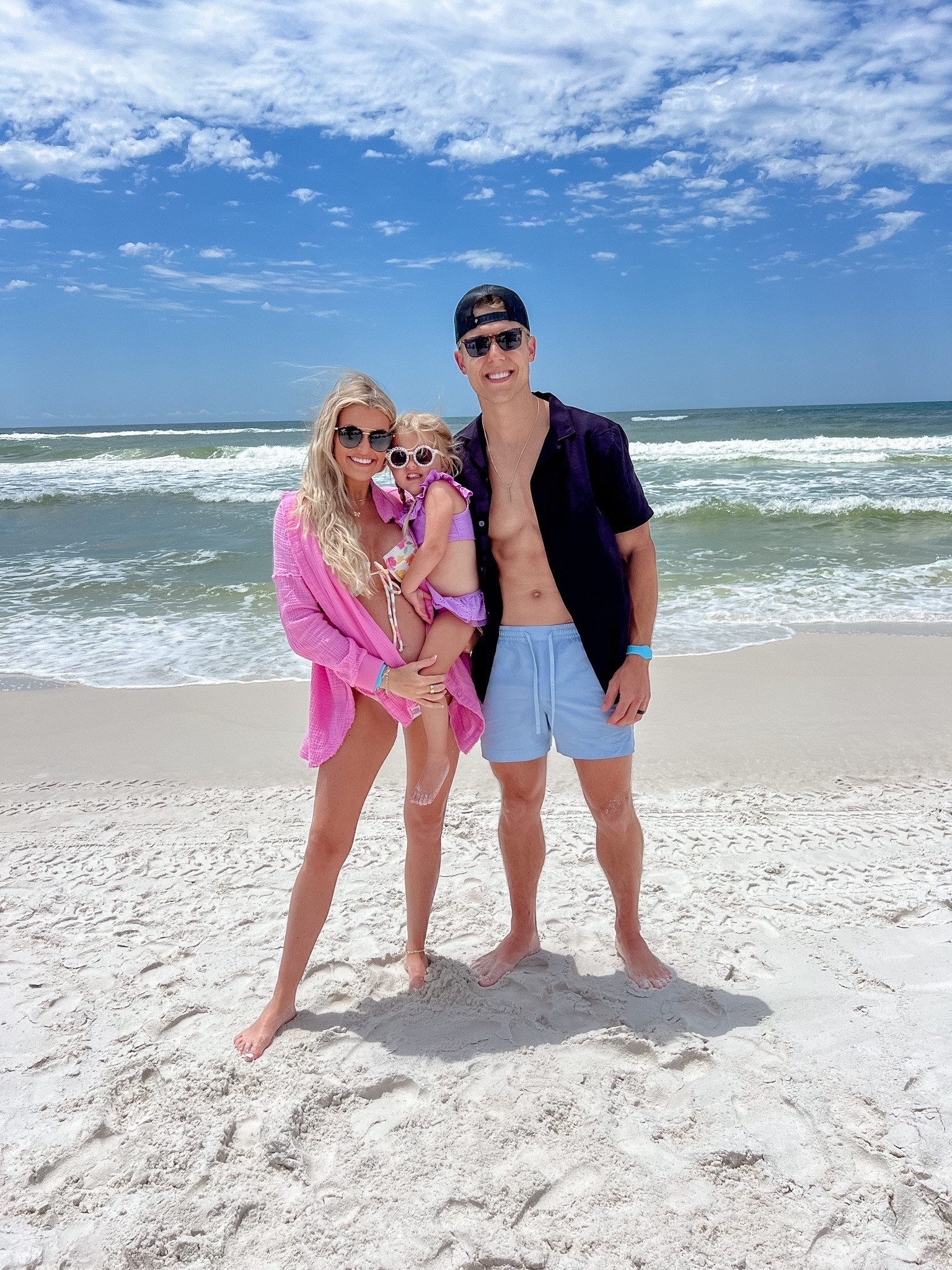 vacation, beach, pool, swimsuit cover up, swimwear, bikini, bump friendly, toddler swimsuit, pink gauze top, ray bans, sunglasses 

#LTKtravel #LTKswim #LTKfamily