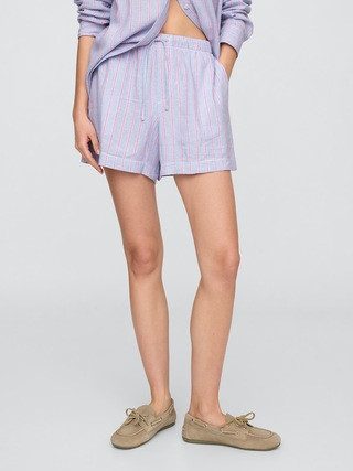 4" Mid Rise Pull-On Linen-Blend Shorts | Gap Factory