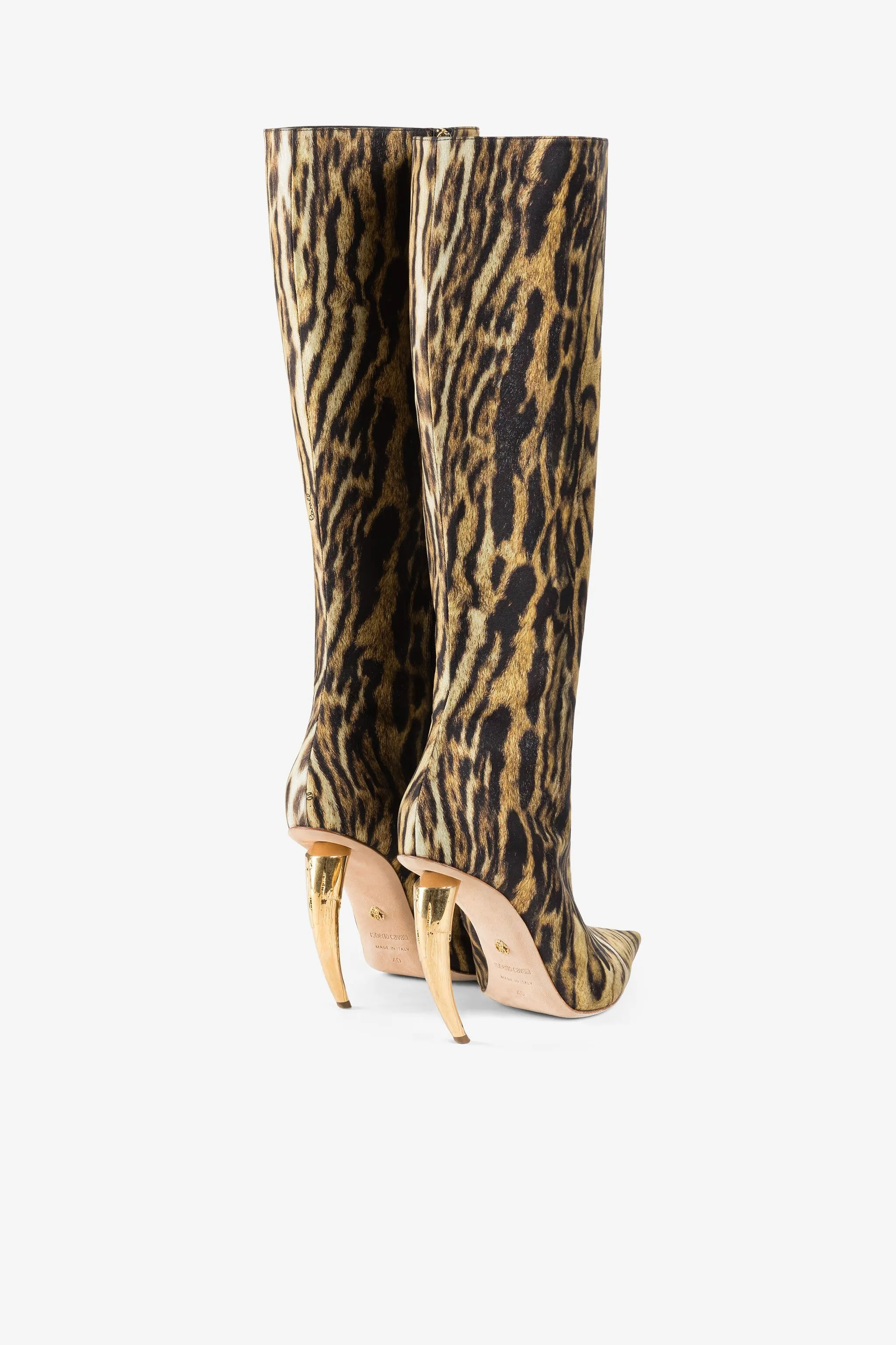 Ocelot-Print Tiger Tooth Knee-High Boots | Roberto Cavalli (UK)