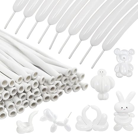 100Pcs 260 Balloons White Long Balloons for Balloon Garland Thickening Skinny Latex Twisting Ball... | Amazon (US)