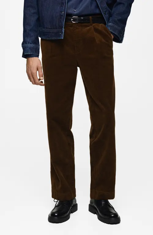MANGO Straight Leg Corduroy Pants in Brown at Nordstrom, Size 32 | Nordstrom