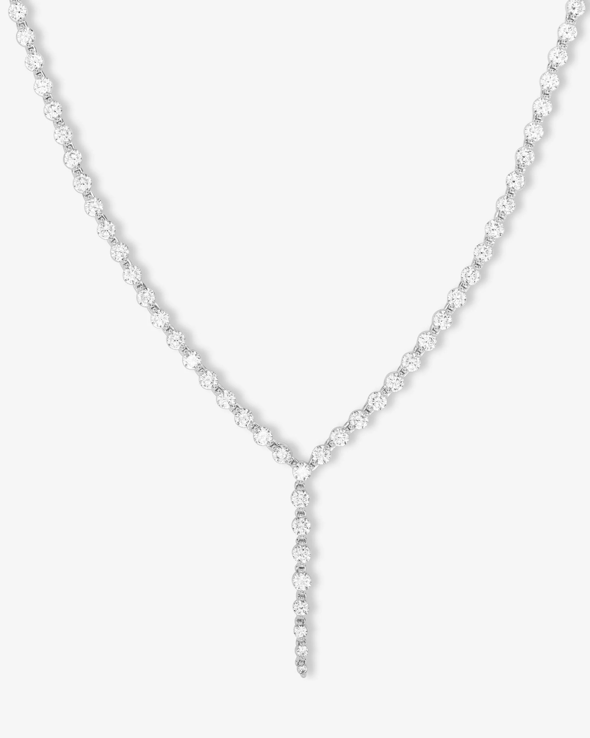 She's an Icon Lariat Tennis Necklace - Silver|White Diamondettes | Melinda Maria Jewelry