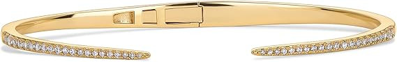 PAVOI 14K Gold Plated Cubic Zirconia Claw Bangle Bracelet | Elegant CZ Cuff Bracelets for Women | Amazon (US)